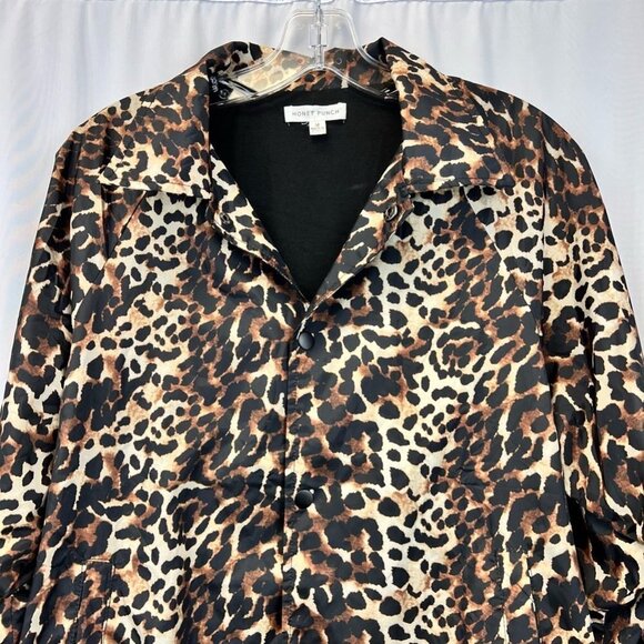 Honey Punch Womens Jacket Coat Multicolor Animal Print Leopard Buttons Pockets M - Picture 2 of 10